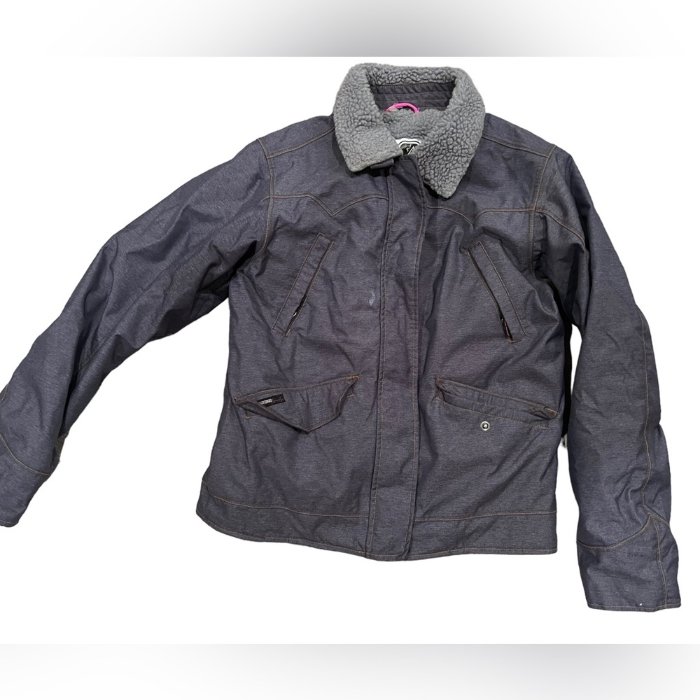 Volcom fleece lined chambray jacket women size S